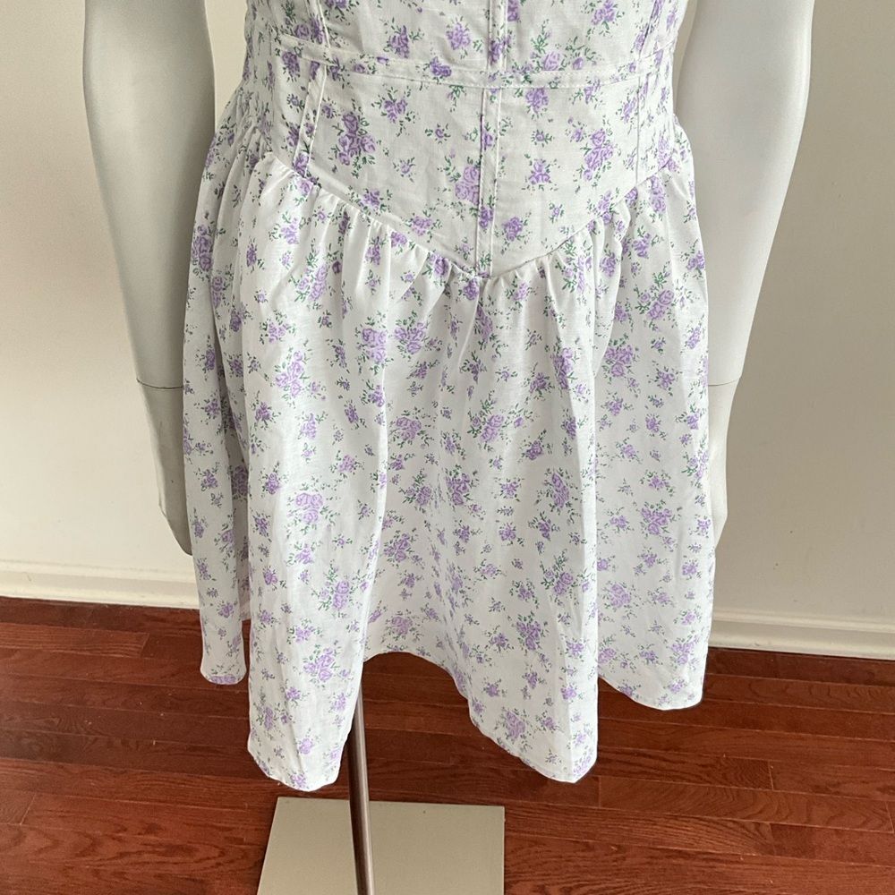 Linen Blend Olivaceous Floral Mini Dress L - Picture 7 of 11